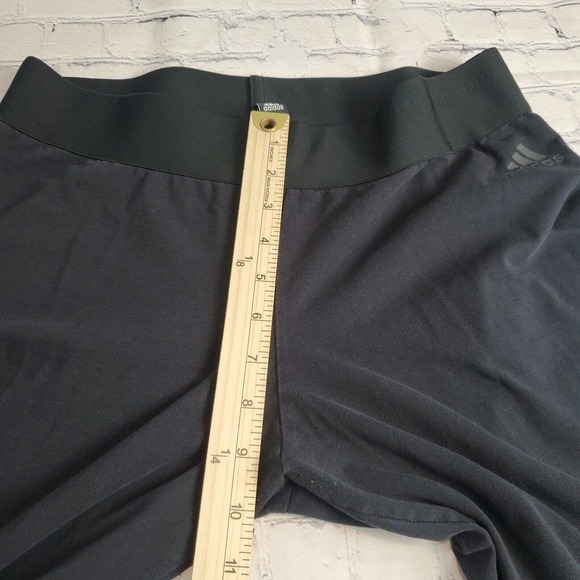 Adidas Large‎ Leggings Black Mid-Rise Yoga Stretch Workout Ankle Logo Athletic - Picture 6 of 7